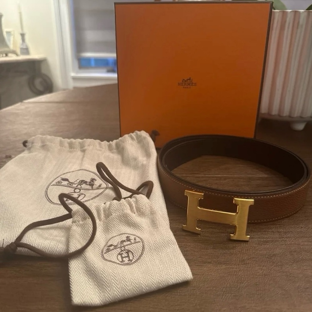 Hermes H belt buckle & Reversible leather strap 32 mm